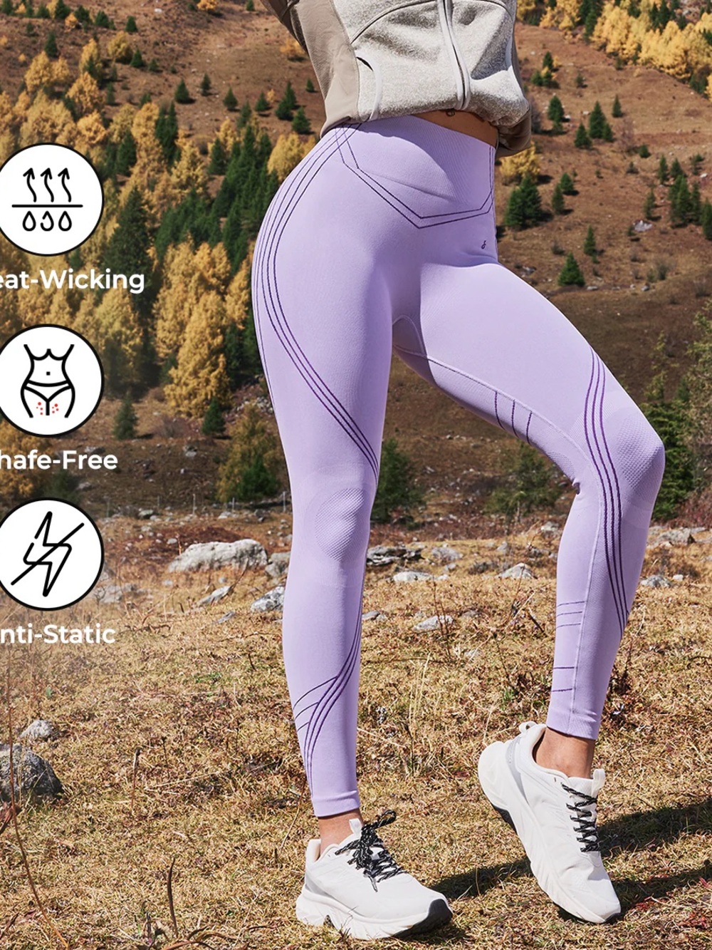 Fanka Firmfiit Purple Seamless High-Waist Compression Scrunch Leggings Medium